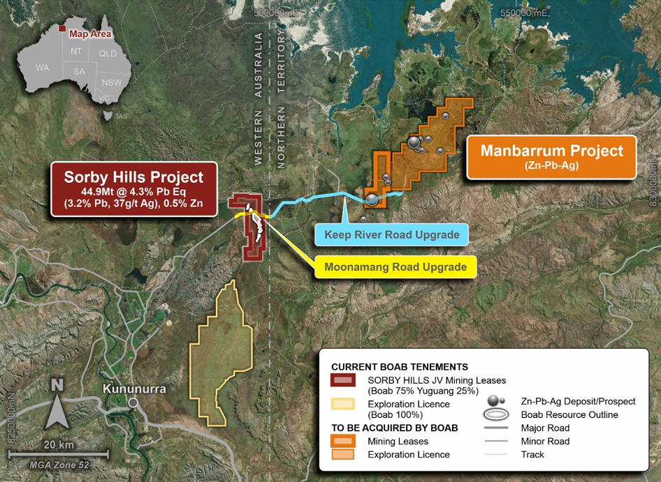 Boab Metals two projects map